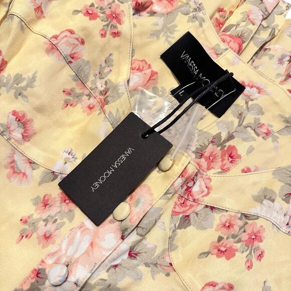 Vanessa Mooney Floral The Elisabeth Bustier Romper Butter Yellow Rose L NEW - Picture 10 of 16